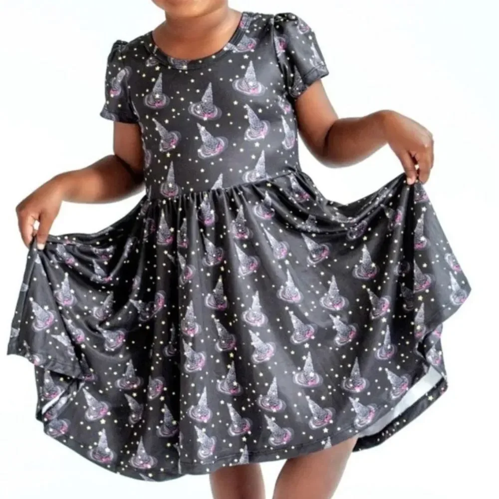 Charlie's Project Are You A Good Witch Twirl Dress Black Purple White Size 2T